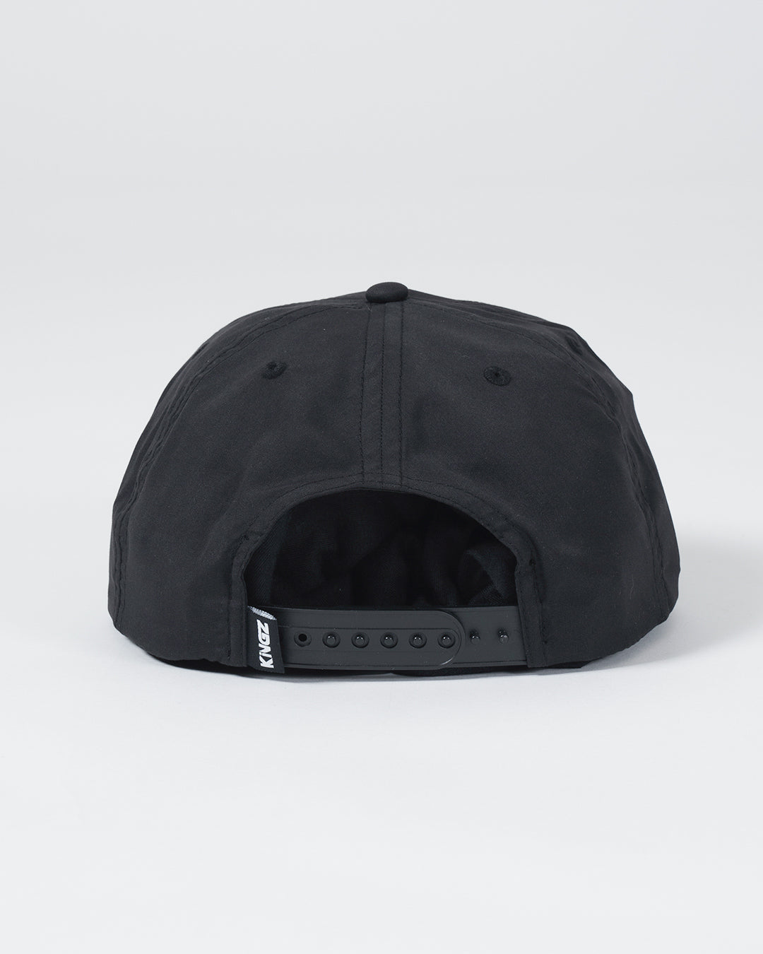 Crown Patch 5-Panel Strapback Hat - Black